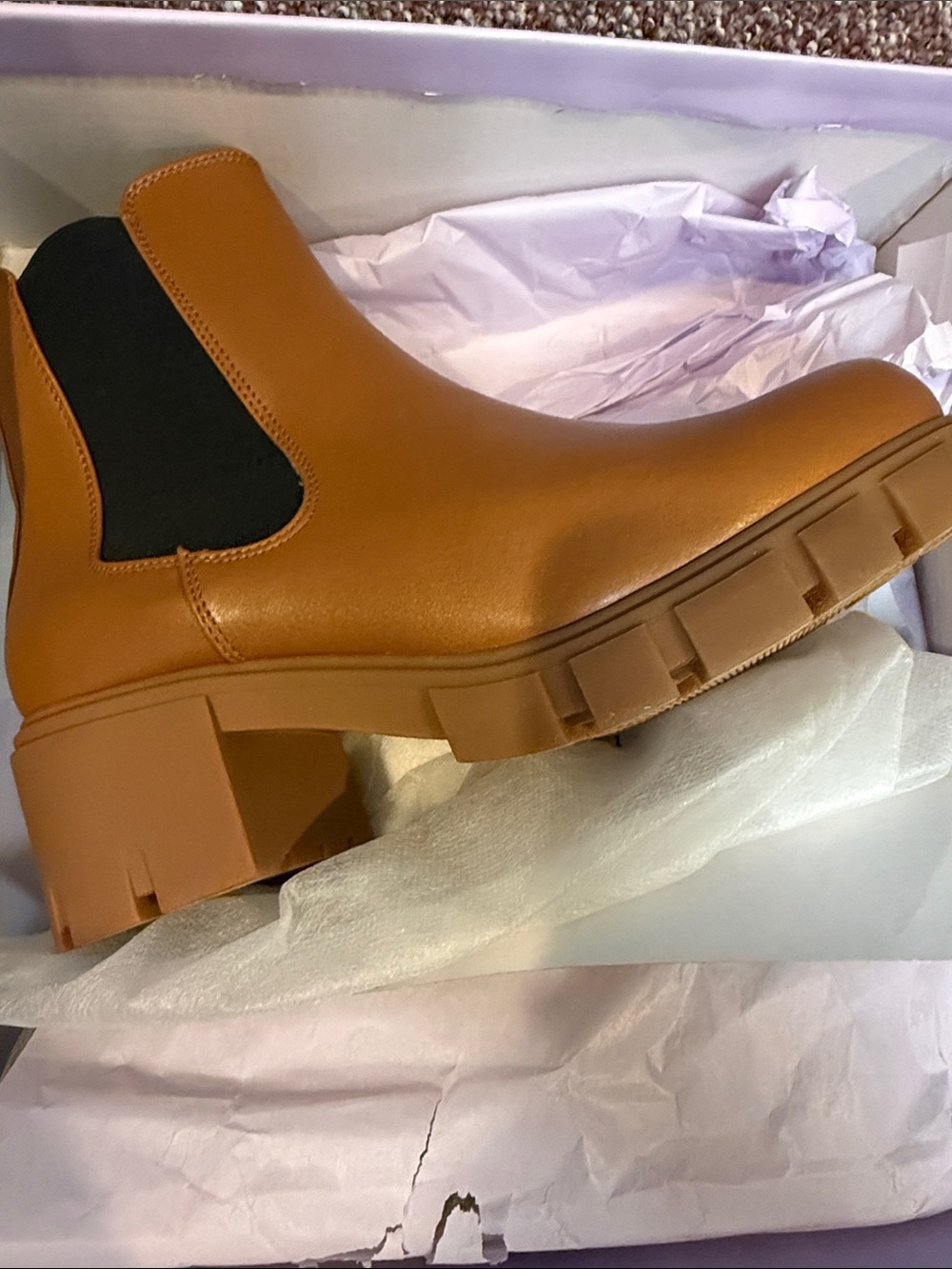 Madden Girl Tan Chelsea Lug Heel Bootie